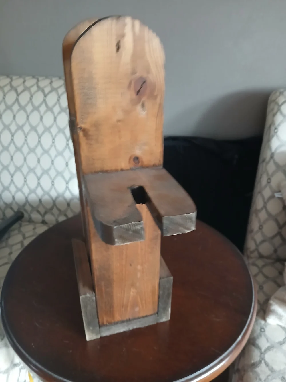 Bottle And Glass Handcrafted Brown Wooden Carrier